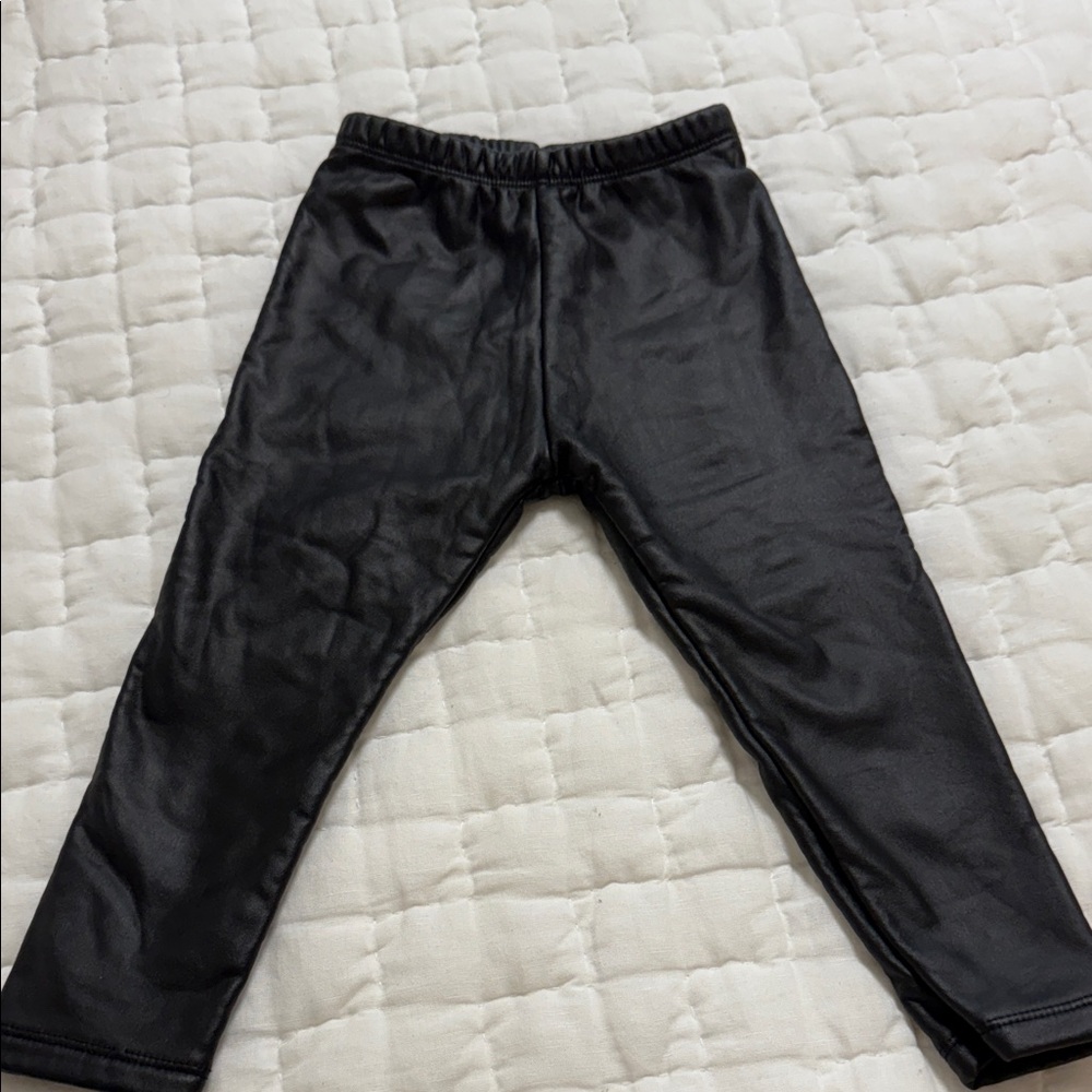 Zara Kids Black Faux Leather Leggings